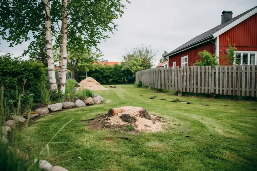 stubbfr sning p tomten s blir du av med stubbar snabbt snyggt och utan on diga markskador