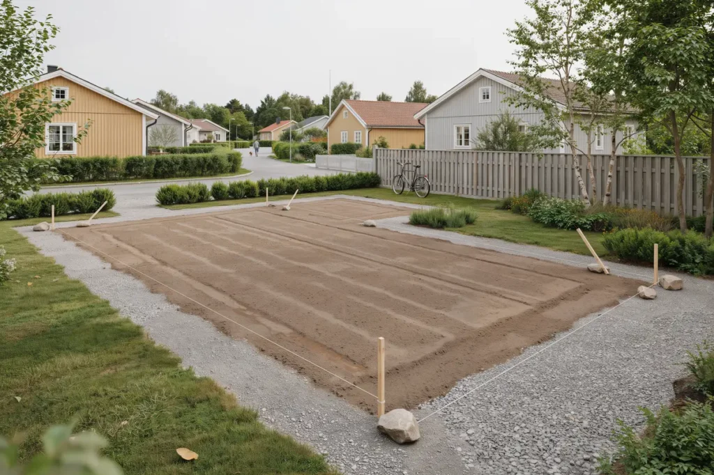 schaktning och f rberedande markarbete f r attefallshus i tureberg